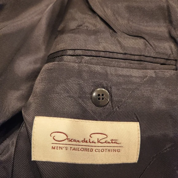 Oscar de la Renta Charcoal Gray/Black Men's Wool Blazer - Picture 4 of 6